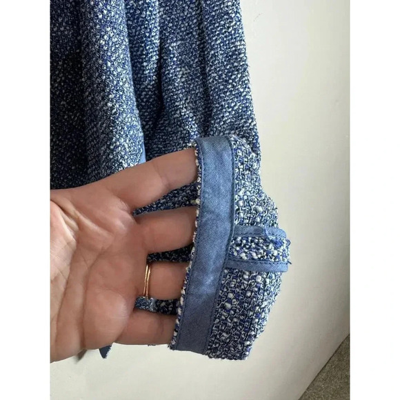 Talbots Blue Tweed Open Front XL Plus Size Preppy Classic Mature Chic Work Wear - Picture 4 of 8